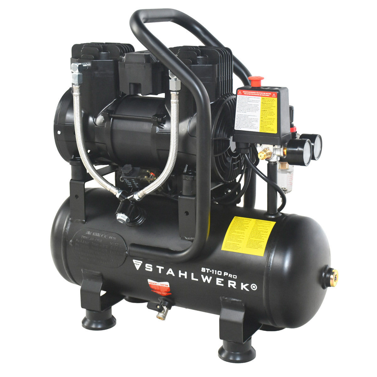 STAHLWERK ST-110 Pro Flüsterkompressor 8 bar, 10 L, 250 l/min