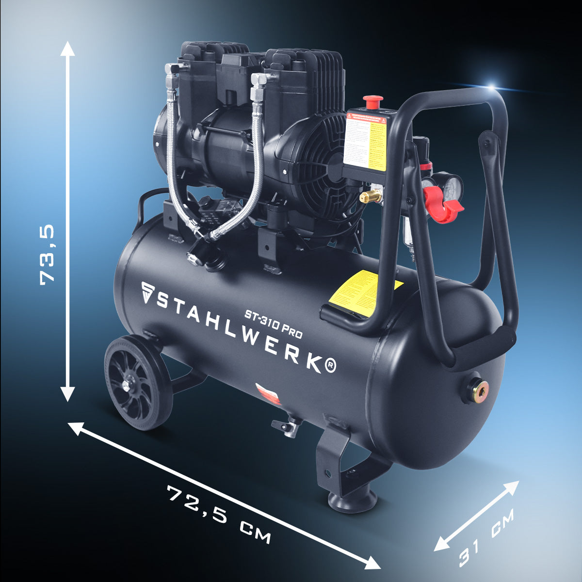 STAHLWERK ST-310 Pro Flüsterkompressor 8 bar, 30 L, 250 l/min