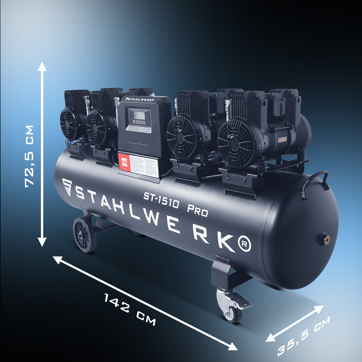 STAHLWERK ST-1510 Pro Flüsterkompressor 10 bar, 150 L, 1000 l/min