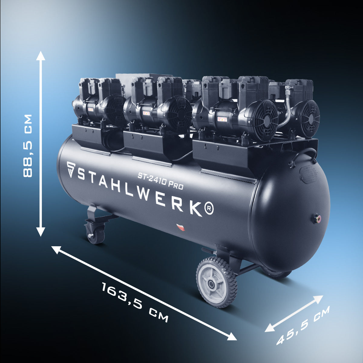 STAHLWERK ST-2410 Pro Flüsterkompressor 10 bar, 240 L, 1250 l/min