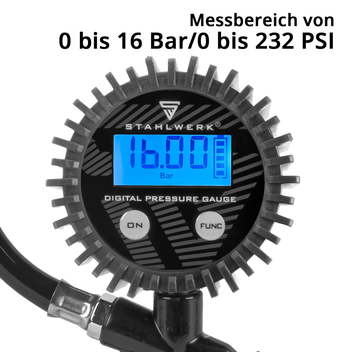 STAHLWERK DRD-16 ST Digitale Druckluft-Reifenfüllpistole 0–16 bar