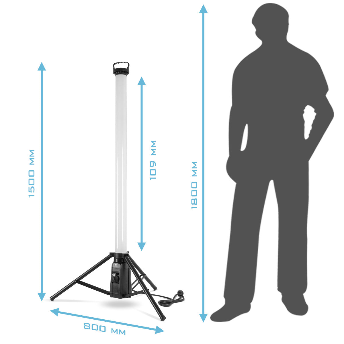 STAHLWERK TBS-100 ST 360° LED-Turm-Baustrahler 100 W, 7.500 lm