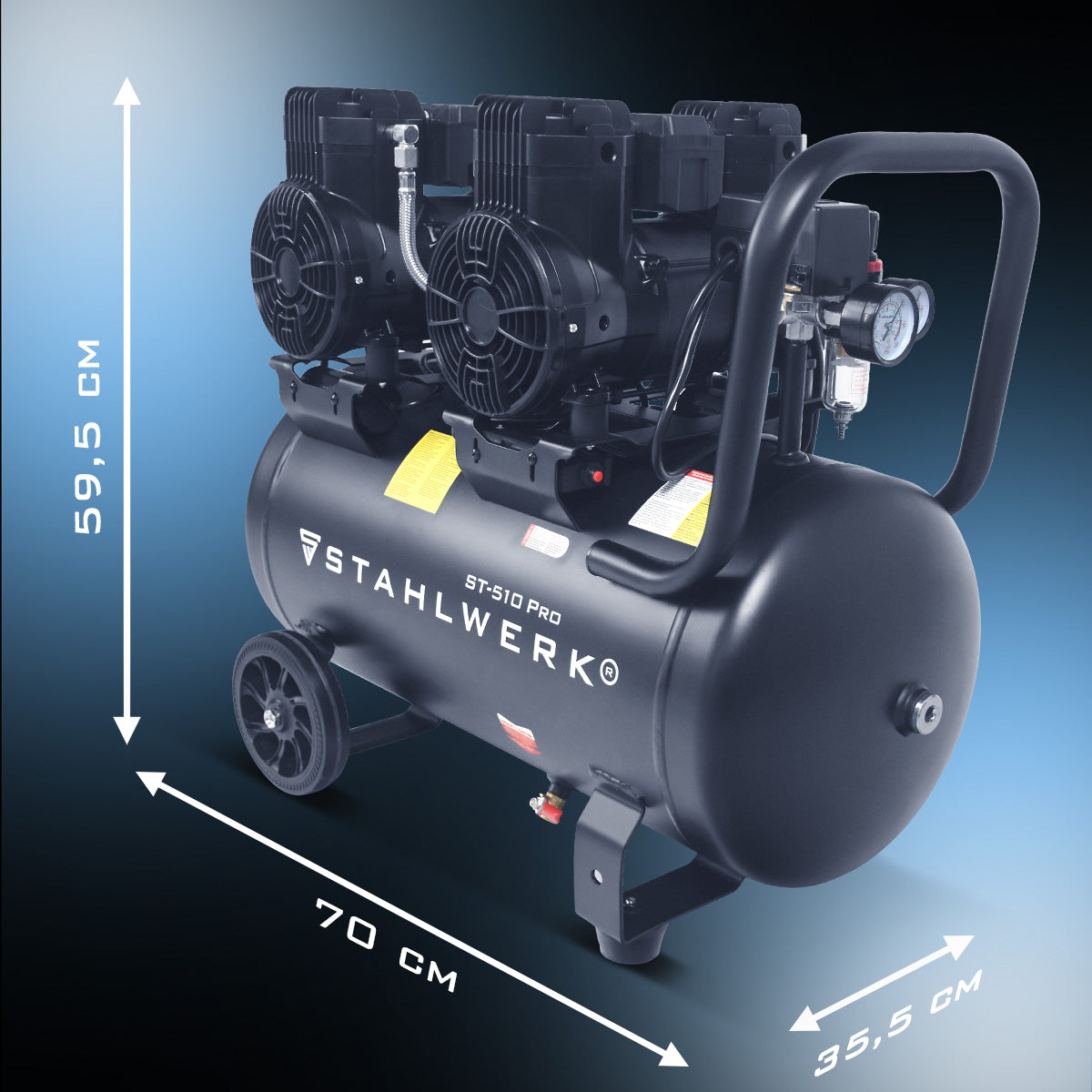 STAHLWERK ST-510 Pro Flüsterkompressor 10 bar, 50 L, 500 l/min