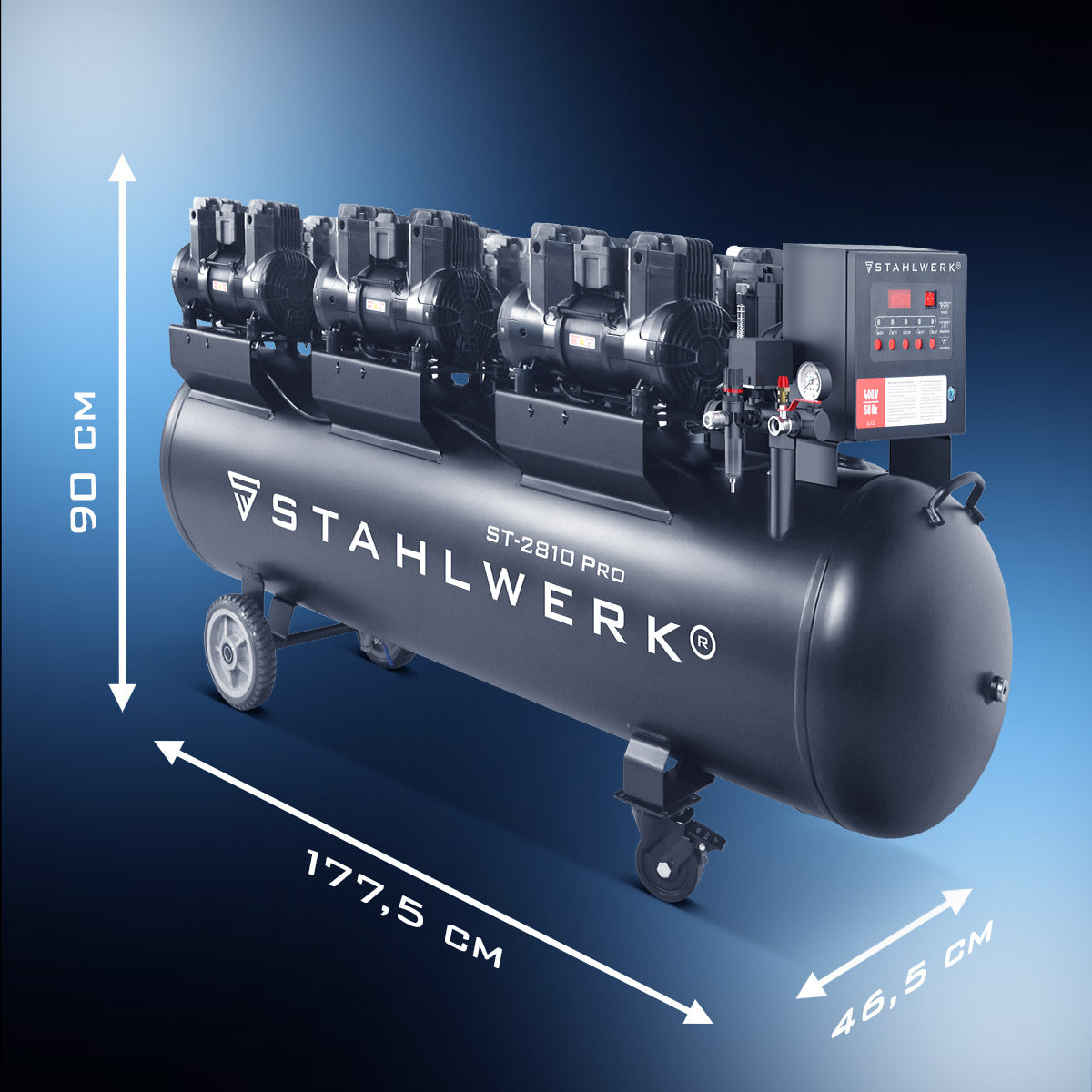 STAHLWERK ST-2810 Pro Flüsterkompressor 10 bar, 280 L, 1500 l/min