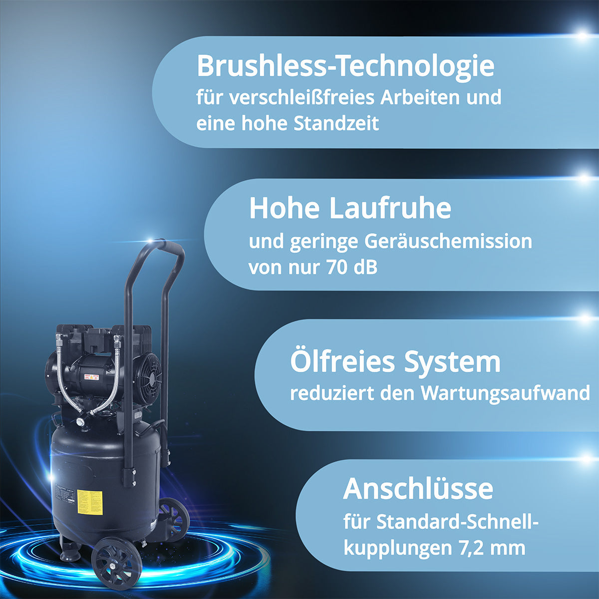 STAHLWERK ST-308V Pro Flüsterkompressor 8 bar, 30 L, 250 l/min