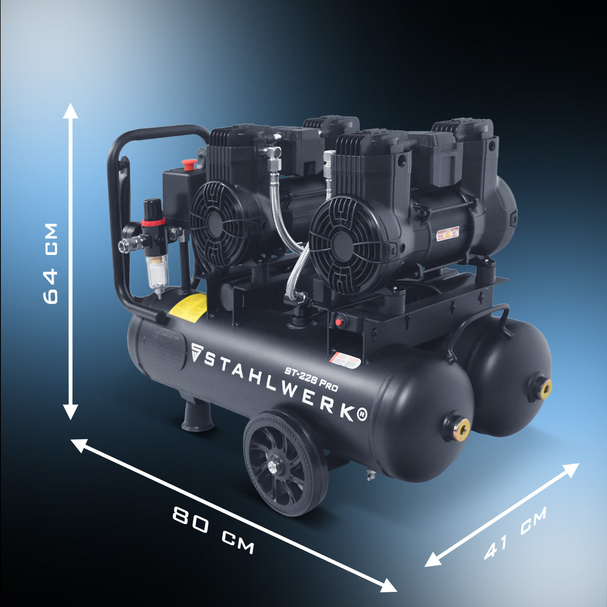 STAHLWERK ST-228 Pro Flüsterkompressor 8 bar, 22 L, 410 l/min